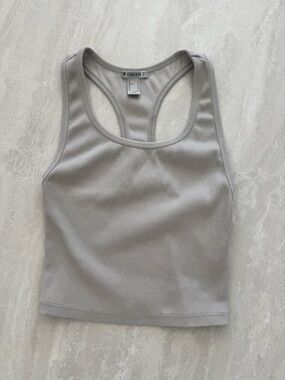 Forever 21 Ribbed Racerback Tank - Gray